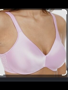 Pink Bali 36C Comfort Indulgence Underwire Smoothing Minimizing Bra Lace Sides